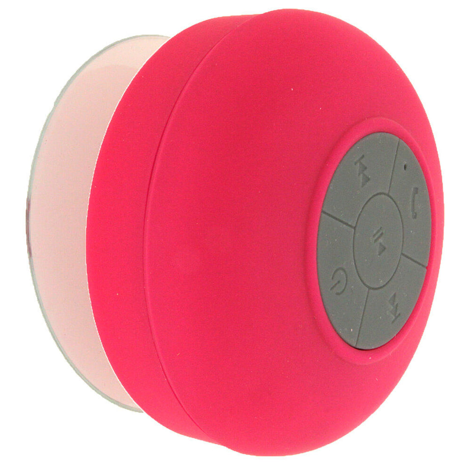 Hot Pink Mini Waterproof Wireless Bluetooth Handsfree Suction Speaker Shower Car