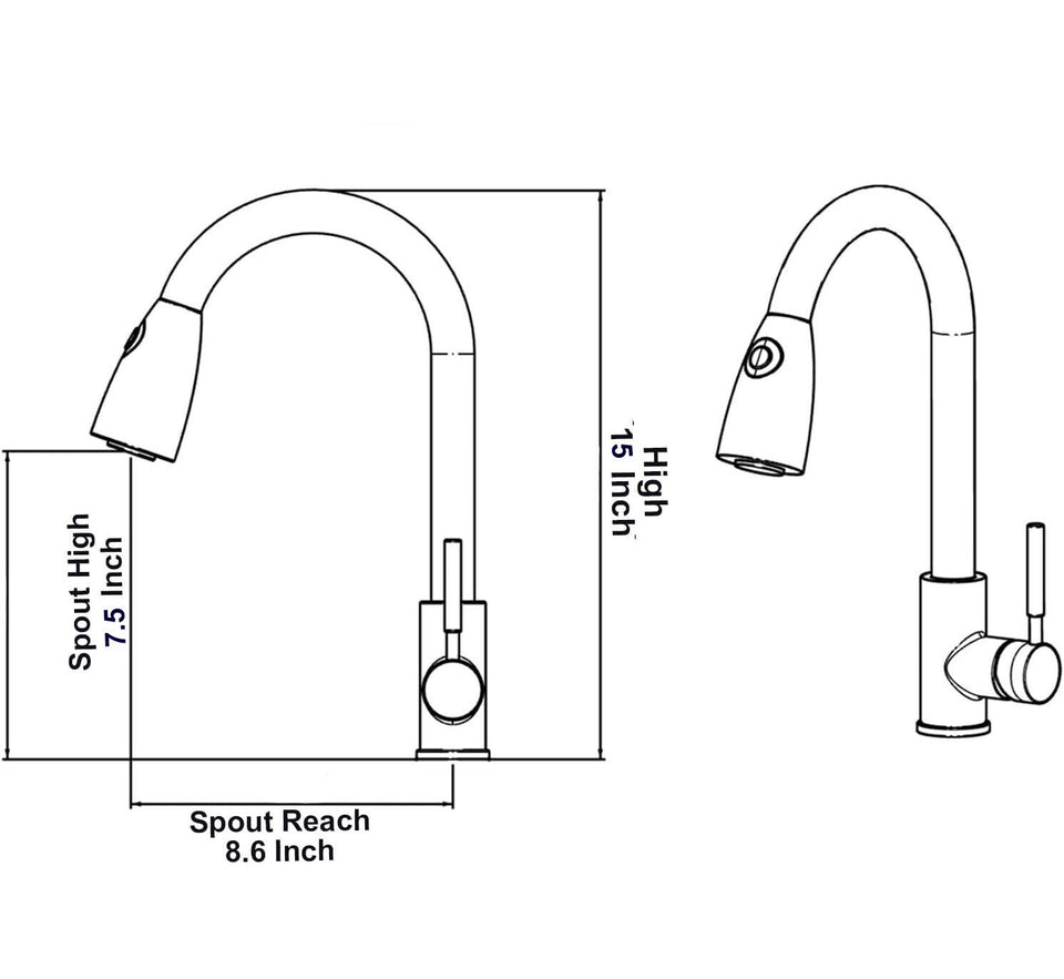 Commercial Kitchen Sink Faucet Pull Out Sprayer Mixer Tap Brushed Nickel&Cover
