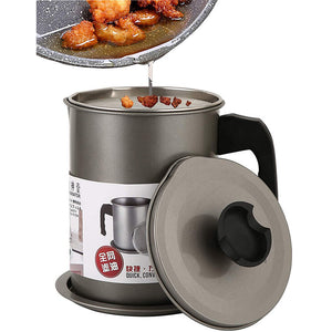 1.4L Bacon Grease Oil Container Keeper Storage Can with Strainer Stainless Steel