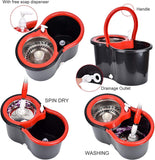 360° Rotating Head Easy Spin Dry Floor Mop Bucket + 3x Head Microfiber Spinning