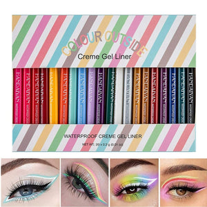 Waterproof Eyeliner Pencil Set 20 Colors Long Lasting Matte Crème Gel Eye Liners