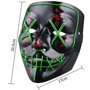 Halloween LED Glow Mask 3 Modes EL Wire Light Up The Purge Movie Costume Party