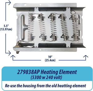Dryer Heating Element Assembly Replace For Whirlpool 279838 398064 3403585