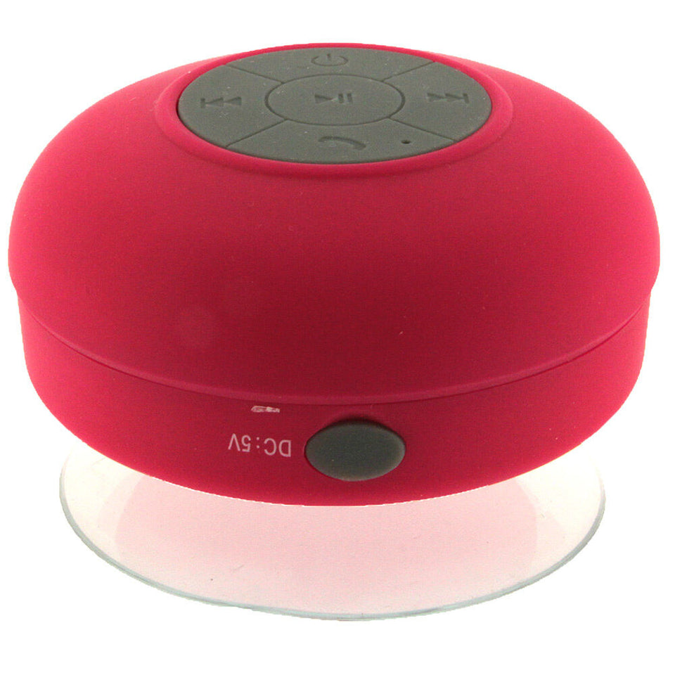 Hot Pink Mini Waterproof Wireless Bluetooth Handsfree Suction Speaker Shower Car