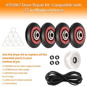 DE2067 (4392067) Dryer Maintenance Kit for Whirlpool (661570, 279640, W10314173)