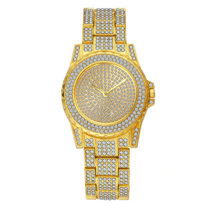 Luxury Mens 14k Gold Tone Iced out Simulated Lab Diamond Hip Hop Rapper Watch