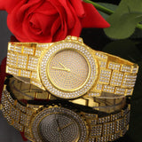 Luxury Mens 14k Gold Tone Iced out Simulated Lab Diamond Hip Hop Rapper Watch