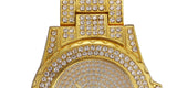 Luxury Mens 14k Gold Tone Iced out Simulated Lab Diamond Hip Hop Rapper Watch