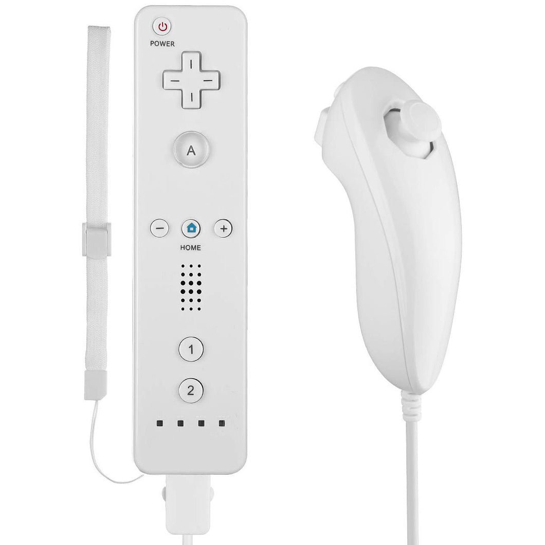 White Remote Wiimote Nunchuck Controller Set Combo for Nintendo Wii Game